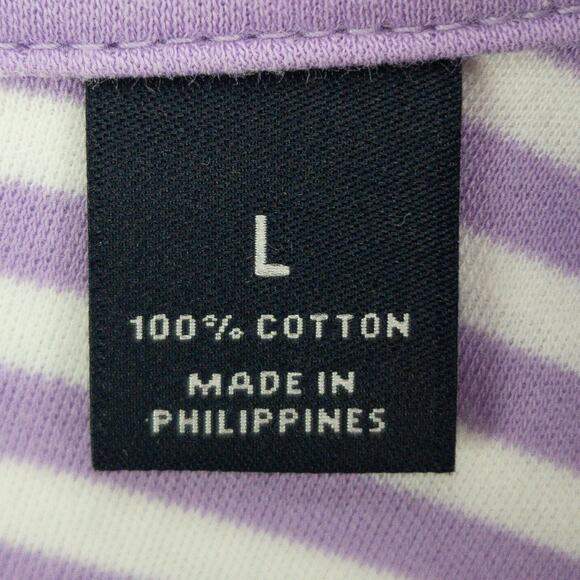 Hart Shaffner Marx Luxury Cotton Polo Men's Large 3-button Purple White Stripes - Picture 5 of 10